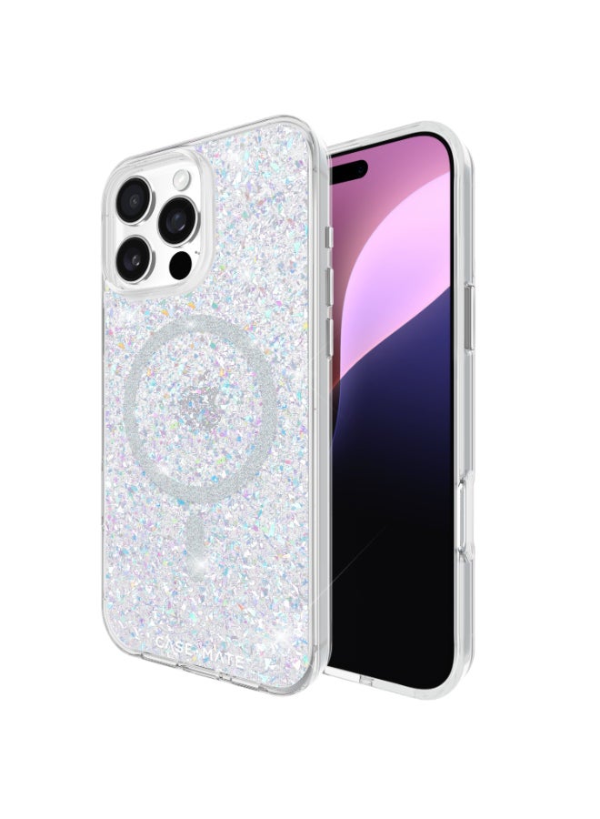 CASE-MATE Twinkle Case w/ Magsafe For Apple iPhone 16 Pro Max 6.9-inch 2024| 12-Ft Drop Protection w/ Anti-Scratch Anti Yellowing Coating, Raised Edges, Fashion Case, Wireless Charging - White Silver - Image 4