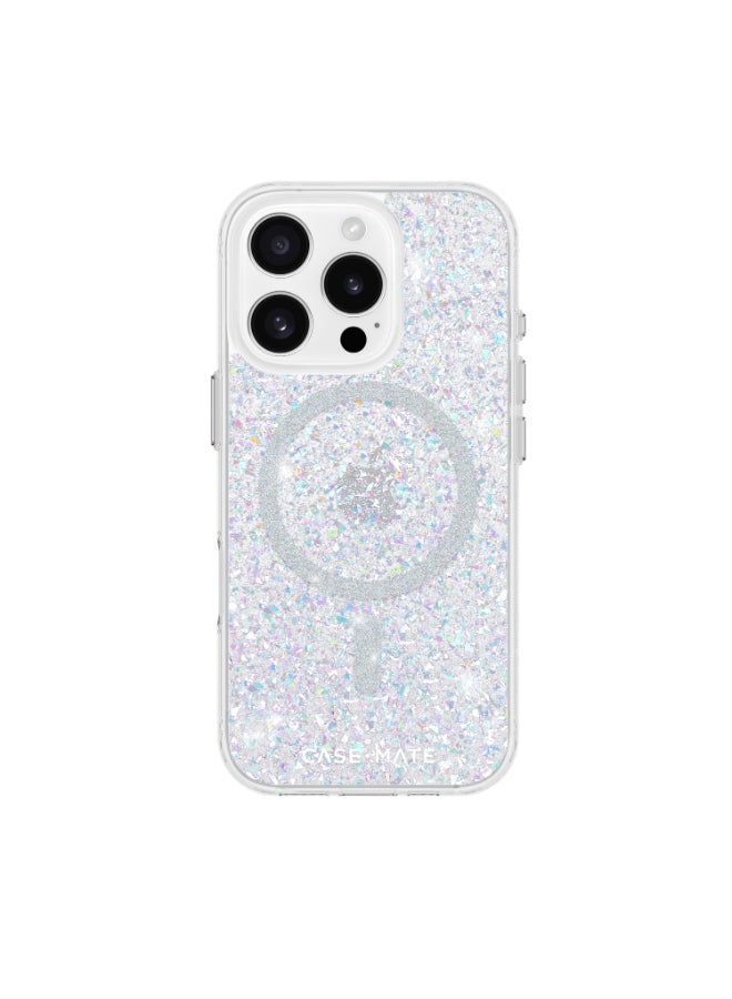CASE-MATE Twinkle Case w/ Magsafe for Apple iPhone 16 Pro 6.3" 2024| 12-Ft Drop Protection w/ Anti-Scratch Anti Yellowing Coating, Raised Edges, Fashion Case, Wireless Charging - White Silver - Image 1