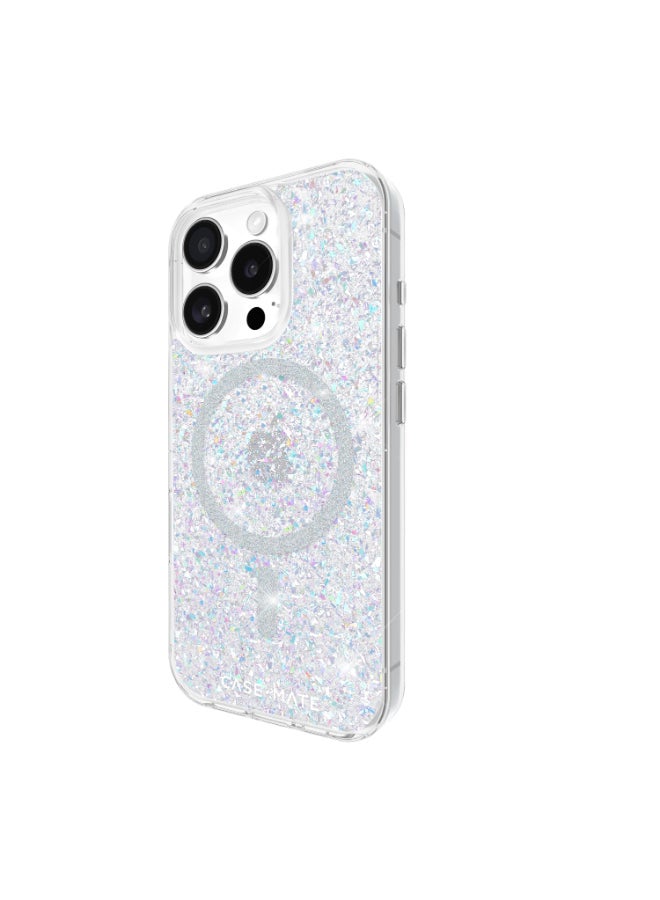 CASE-MATE Twinkle Case w/ Magsafe for Apple iPhone 16 Pro 6.3" 2024| 12-Ft Drop Protection w/ Anti-Scratch Anti Yellowing Coating, Raised Edges, Fashion Case, Wireless Charging - White Silver - Image 3