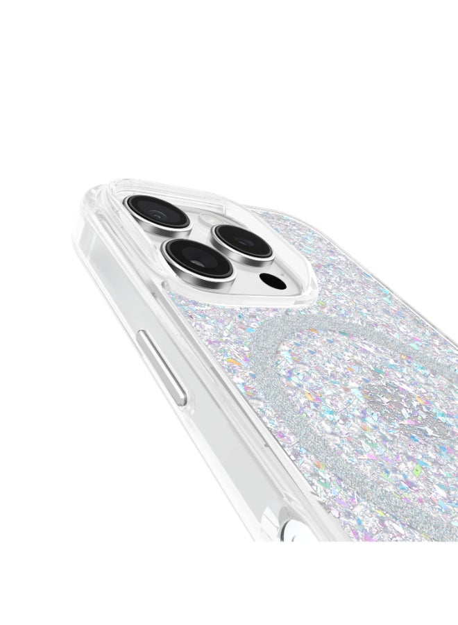 CASE-MATE Twinkle Case w/ Magsafe for Apple iPhone 16 Pro 6.3" 2024| 12-Ft Drop Protection w/ Anti-Scratch Anti Yellowing Coating, Raised Edges, Fashion Case, Wireless Charging - White Silver - Image 5