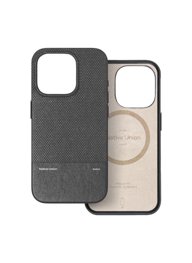 Native Union (RE)Classic Leather Case w/ Magsafe for Apple iPhone 16 Pro 6.3" 2024| Italian Leather from Recycled Materials, 6-Ft Drop And Scratch Protection, Raised Edges, Wireless Charging - Black - Image 1