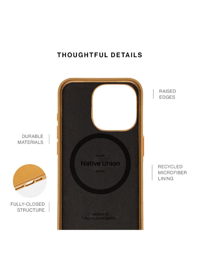 Native Union (RE)Classic Leather Case w/ Magsafe for Apple iPhone 16 Pro 6.3" 2024| Italian Leather from Recycled Materials, 6-Ft Drop And Scratch Protection, Raised Edges, Wireless Charging - Kraft - Image 2