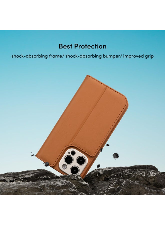 Moshi Overture Leather Folio Case w/ Magsafe for Apple iPhone 16 Pro 6.3" 2024| 3-in-1 Cover-Wallet-Stand, Drop Protection, 3x Card Slots, Protective Lens Frame, Wireless Charging - Black - Image 4