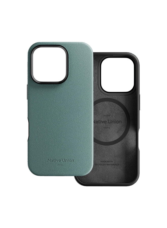 Native Union Active Case w/ Magsafe for Apple iPhone 16 Pro 6.3" 2024|10-Ft Drop & Scratch Protection, Leather-like finish, Recycled Materials, Raised Edges, Wireless Charging - Slate Green - Image 1