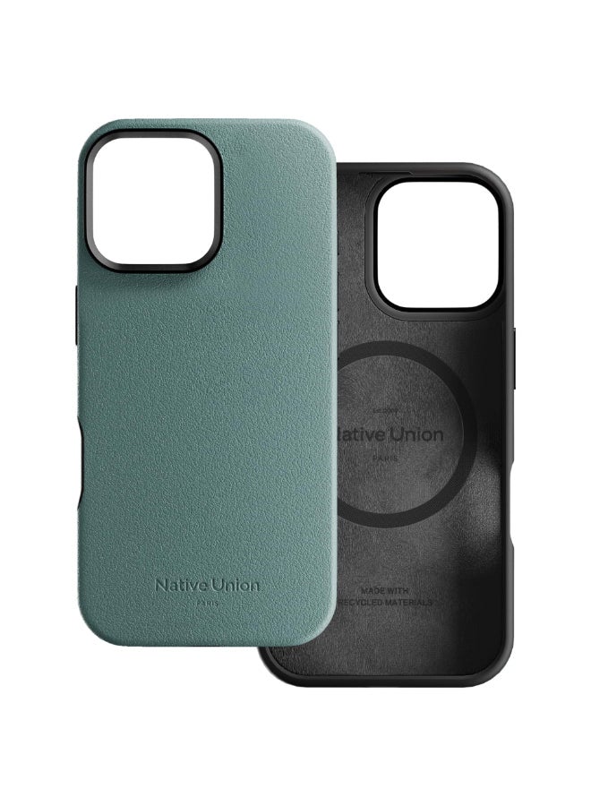 Native Union Active Case w/ Magsafe for Apple iPhone 16 Pro Max 6.9" 2024|10-Ft Drop And Scratch Protection, Leather-like finish, Recycled Materials, Raised Edges, Wireless Charging - Slate Green - Image 1