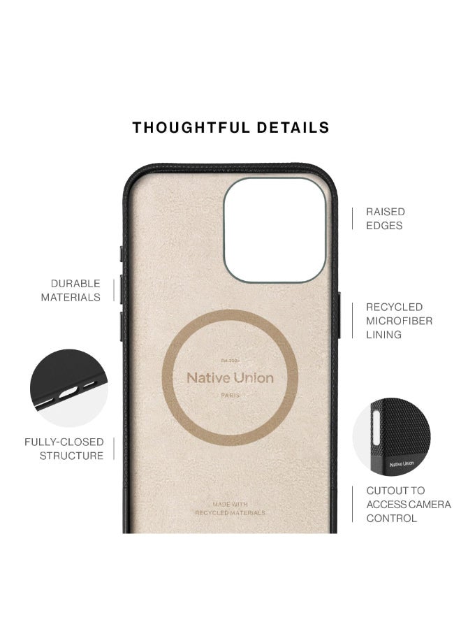 Native Union (RE)Classic Leather Case w/ Magsafe for Apple iPhone 16 Pro Max 6.9" 2024| Italian Leather from Recycled Materials, 6-Ft Drop And Scratch Protection, Raised Edges, Wireless Charging - Black - Image 2