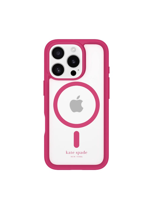 CASE-MATE Kate Spade MagSafe Ultra Protective Case for  iPhone 16 Pro 6.3" 2024| 16-Ft Drop Protection, Shock Absorbing Flexible Sides, Raised Edges, Clear Back - PomPom Pink - Image 1