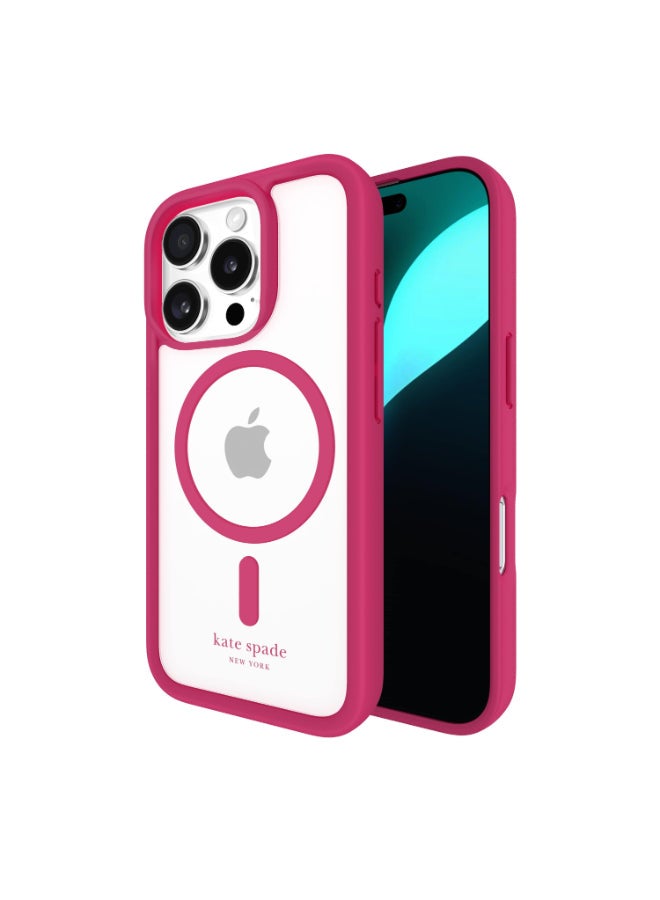 CASE-MATE Kate Spade MagSafe Ultra Protective Case for  iPhone 16 Pro 6.3" 2024| 16-Ft Drop Protection, Shock Absorbing Flexible Sides, Raised Edges, Clear Back - PomPom Pink - Image 4