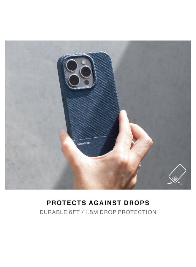 Native Union (RE)Classic Leather Case w/ Magsafe for Apple iPhone 16 Pro 6.3" 2024| Italian Leather from Recycled Materials, 6-Ft Drop And Scratch Protection, Raised Edges, Wireless Charging - Navy - Image 4