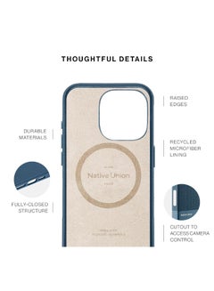 Native Union (RE)Classic Leather Case w/ Magsafe for Apple iPhone 16 Pro 6.3" 2024| Italian Leather from Recycled Materials, 6-Ft Drop And Scratch Protection, Raised Edges, Wireless Charging - Navy  - Image 2