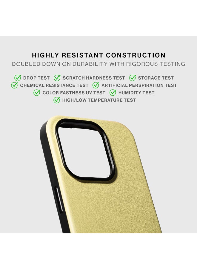 Native Union Active Case w/ Magsafe for Apple iPhone 16 Pro Max 6.9" 2024|10-Ft Drop And Scratch Protection, Leather-like finish, Recycled Materials, Raised Edges, Wireless Charging - Lemon - Image 5