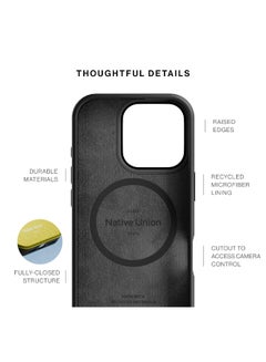 Native Union Active Case w/ Magsafe for Apple iPhone 16 Pro Max 6.9" 2024|10-Ft Drop & Scratch Protection, Leather-like finish, Recycled Materials, Raised Edges, Wireless Charging - Black  - Image 2