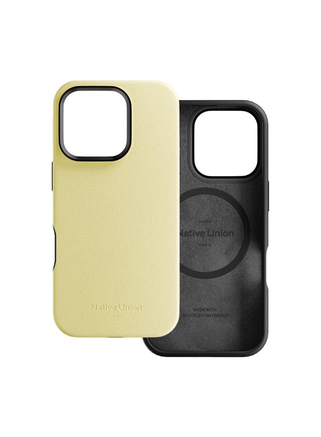 Native Union Active Case w/ Magsafe for Apple iPhone 16 Pro 6.3" 2024|10-Ft Drop And Scratch Protection, Leather-like finish, Recycled Materials, Raised Edges, Wireless Charging - Lemon - Image 1