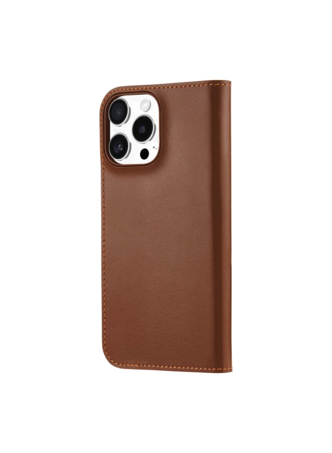 CASE-MATE Coach Wallet Folio Case for Apple iPhone 16 Pro Max 6.9" 2024| 12-Ft Drop Protection,  Genuine Italian Leather, Magnetic Snap Closure, 3x Card Slot + Cash, Detachable Case - Hazelnut - Image 3