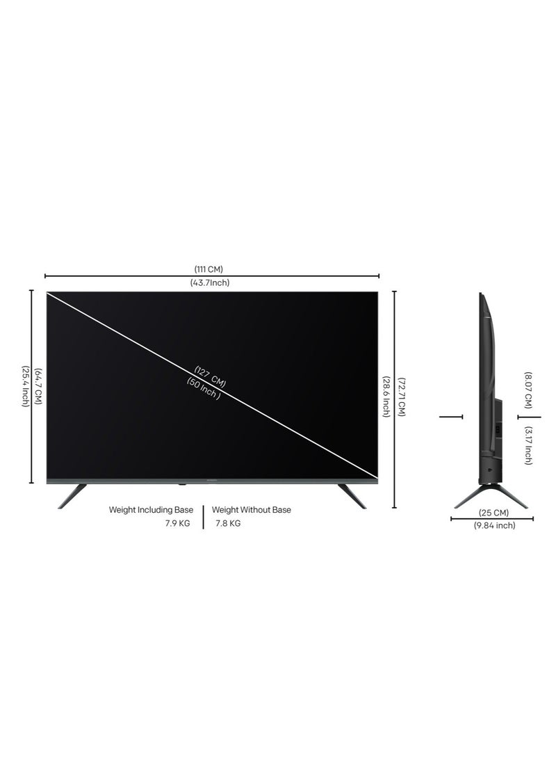 تلفزيون سكاي ورث LED بدقة UHD 4K مقاس 50 بوصة (Google TV) 50G6500G أسود