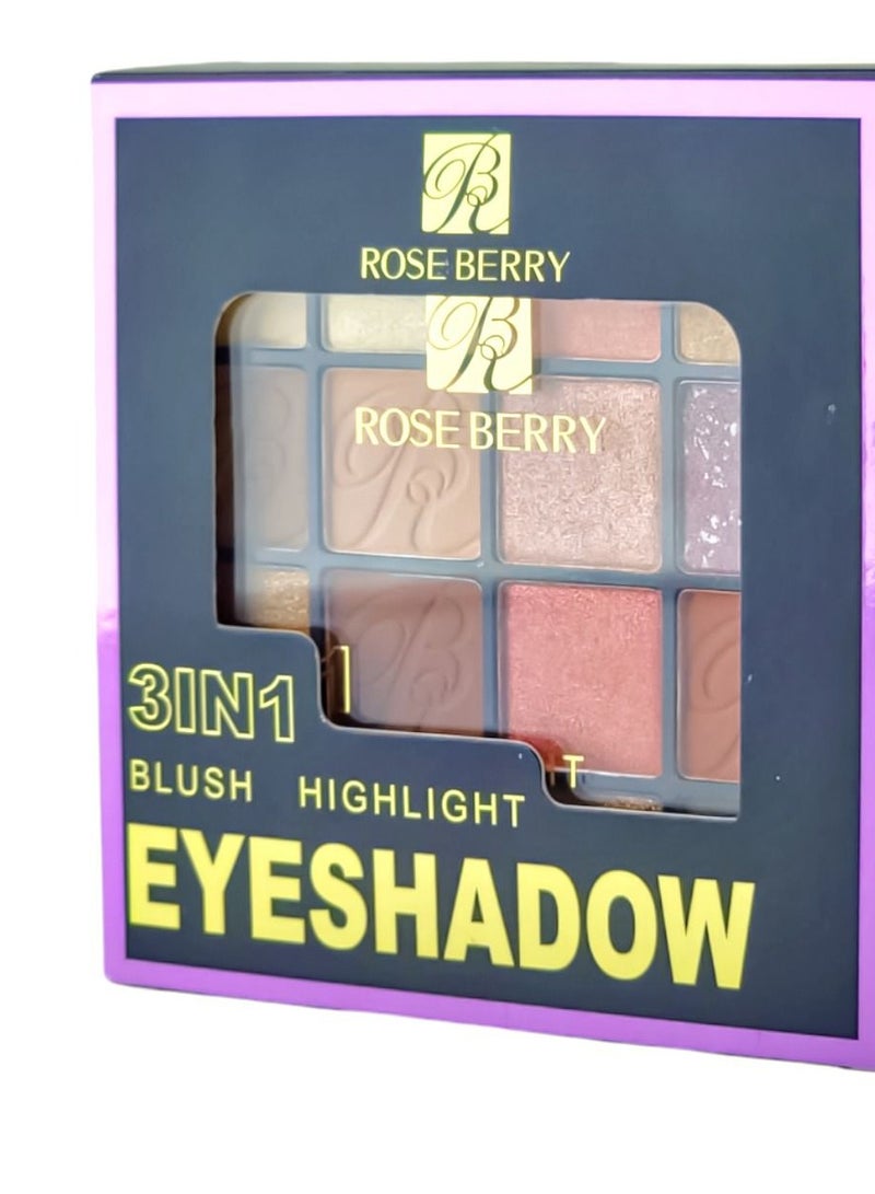 ROSE BERRY - 3 In 1 Blush Highlight Eyeshadow 01 - Image 1
