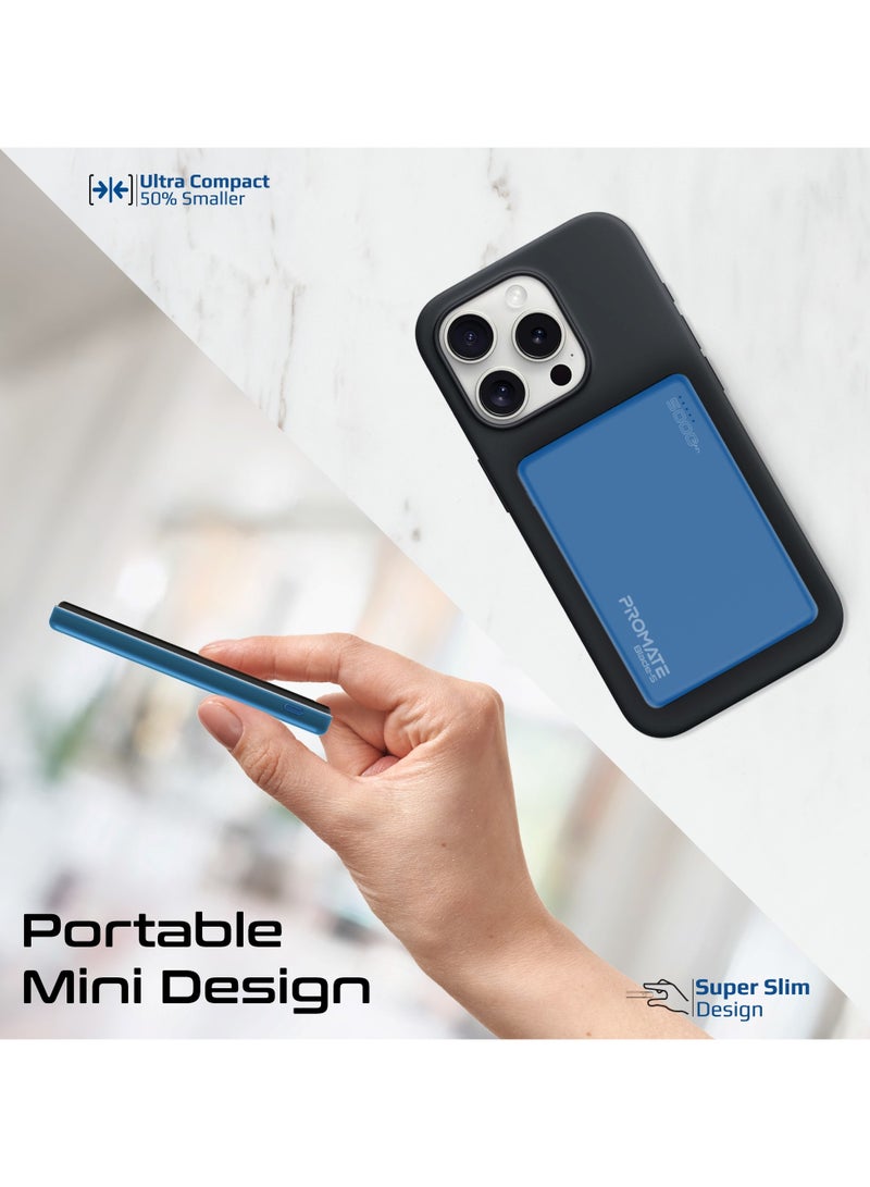 PROMATE - 5000 mAh Super Slim Power Bank With 15W MagSafe Charging, 20W USB-C Port, And Safety Protection System, USB-C Input/Output Port Blue - Image 1