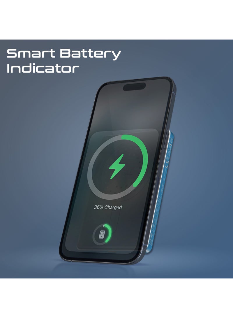 PROMATE - 5000 mAh Super Slim Power Bank With 15W MagSafe Charging, 20W USB-C Port, And Safety Protection System, USB-C Input/Output Port Blue - Image 1