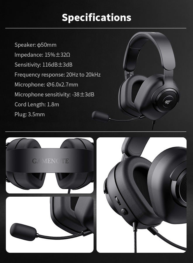 havit - Gaming Headsets with Detachable Microphone, Over-Ear Wired Computer Headset, 50mm Drivers, Hi-Fi Stereo Surround Sound - Image 1