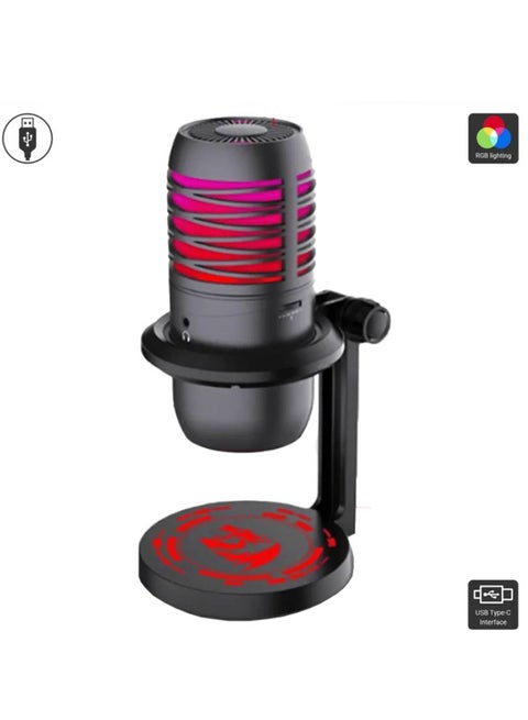 GM211 Cardioid pointing mode RGB microphone 6 color gradient dazzling light pick up the rhythmic light, projector light Cardioid pointing pickup mode Built in sound card Super CD-level 96kHz sampling rate