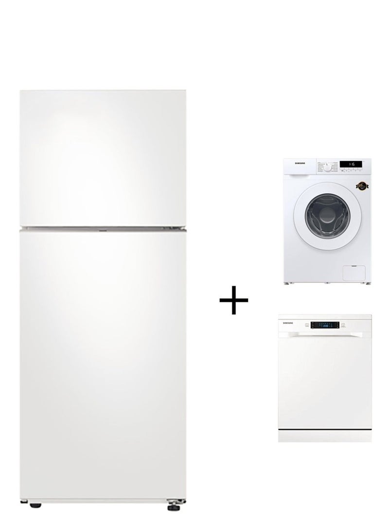 Samsung 3 Piece Set Refrigerator 7Kg Washing Machine Dishwasher 14 Place RT41CG5004WW+WW70T3020WW+DW60M5070FW White  - Image 1