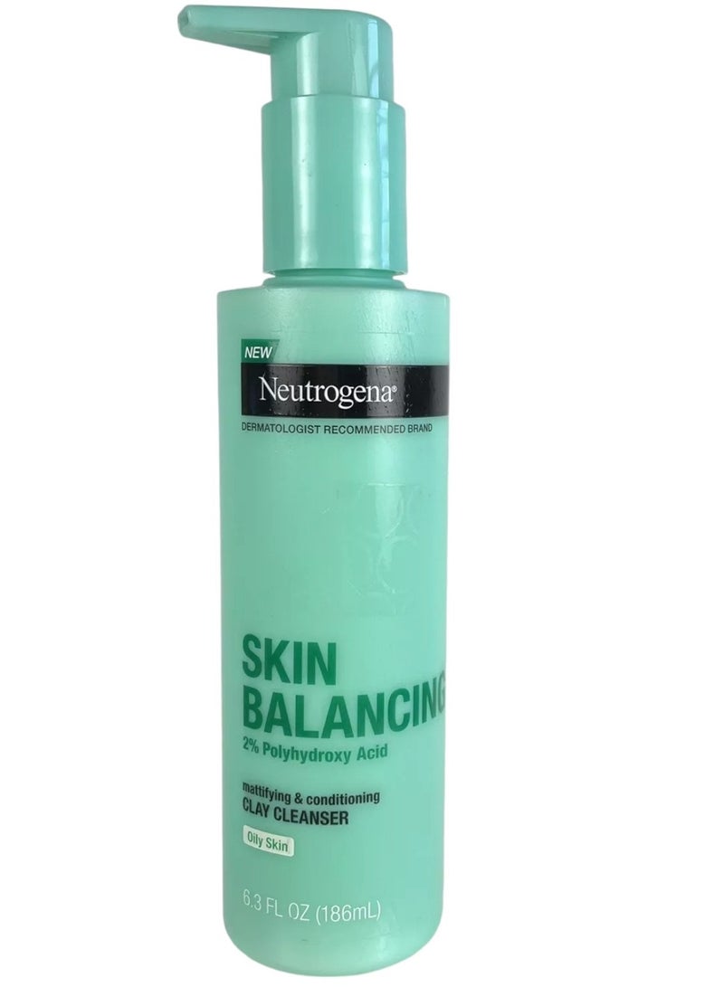 Neutrogena Skin Balancing Kaolin Clay Cleanser with 2% Polyhydroxy Acid, Oily Skin 186mL Mattifying Clay Cleanser 186ml  - Image 1