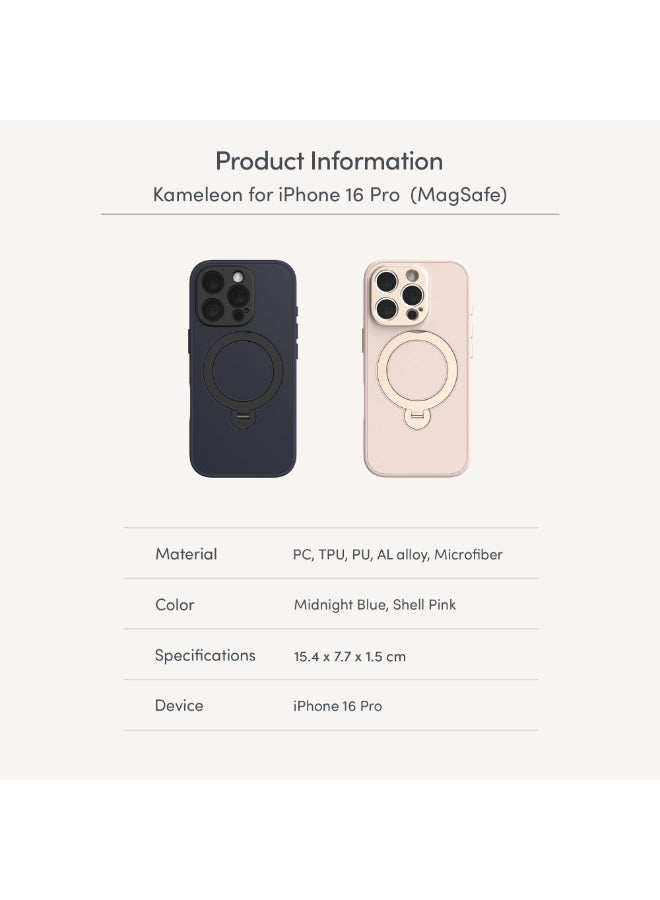 Moshi Kameleon MagSafe Case for Apple iPhone 16 Pro 6.3" 2024| 4Ft-Drop Protection, Built-in MagSafe KickStand, Scratch Resistant,  Slim Profile, Raised Edges, Magnetic Wireless Charging - Pink - Image 5