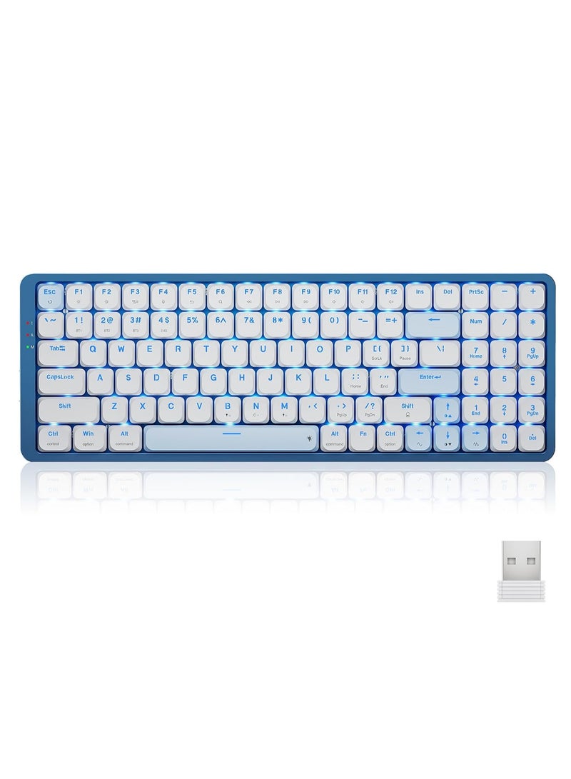 REDRAGON K684 Wireless Mechanical Keyboard with Number Pad, Triple Mode Low Profile Keyboard with Bluetooth 5.0, 2.4G and Wired Connection  - Image 1