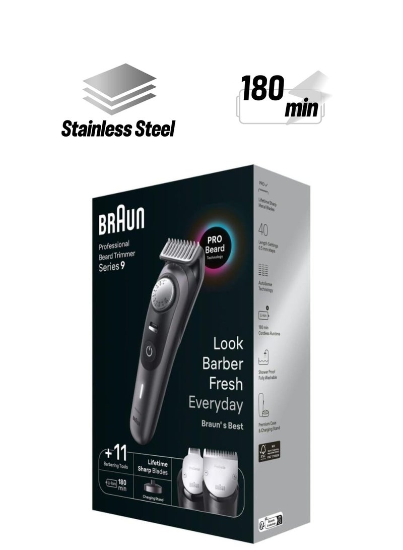 BRAUN Professional Beard Trimmer Series 9, With  11+ Barbering Tools (BT9441) - Image 1