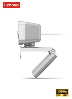 Lenovo 300 FHD Webcam with Full Stereo Dual Built-in mics | FHD 1080P 2.1 Megapixel CMOS Camera |Ultra-Wide 95° Lens, 4X Digital Zoom | 360 Rotation | Flexible Mount Cloud Grey  - Image 3