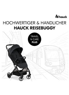 hauck Travel N Care Plus Travel Buggy With Reclining Function, Small Foldable Black  - Image 2