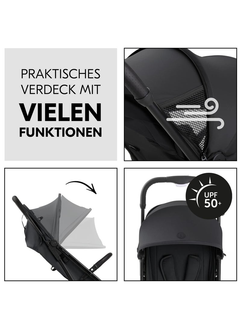 هوك Travel N Care Plus Travel Buggy With Reclining Function, Small Foldable Black  - Image 5