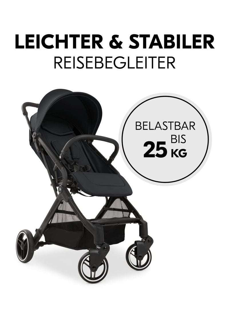 هوك Travel N Care Plus Travel Buggy With Reclining Function, Small Foldable Black  - Image 3