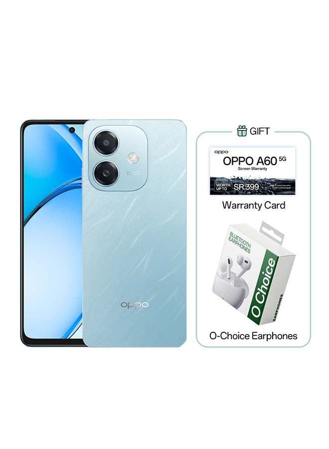 OPPO A60 Dual SIM Ocean Blue 6GB RAM 128GB 5G - Middle East Version With Bluetooth Earphones O Choice  - Image 1