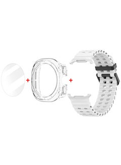 MARGOUN (for Samsung Galaxy Watch 7 Ultra) 3 Packs Silicone Band, Case and Screen Protector, Soft Ocean Silicone Sport Strap Replacement Accessory White  - Image 3