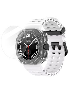 MARGOUN (for Samsung Galaxy Watch 7 Ultra) 3 Packs Silicone Band, Case and Screen Protector, Soft Ocean Silicone Sport Strap Replacement Accessory White  - Image 2
