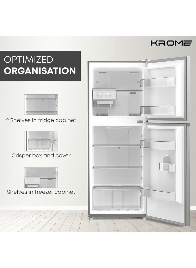 كروم 260L Gross,Double Door Top Mounted Refrigerator with Multi Air Flow System,No-Frost Cooling with Electronic Touch Temperature Control,Door Alarm, 10 Year Compressor Warranty KR RFF 260SM Silver  - Image 5