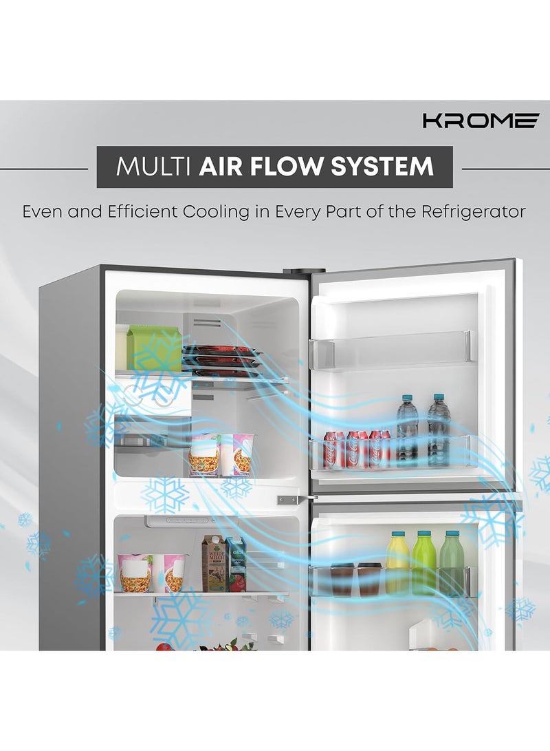 كروم 260L Gross,Double Door Top Mounted Refrigerator with Multi Air Flow System,No-Frost Cooling with Electronic Touch Temperature Control,Door Alarm, 10 Year Compressor Warranty KR RFF 260SM Silver  - Image 3