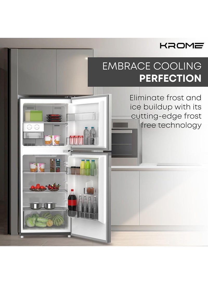 كروم 260L Gross,Double Door Top Mounted Refrigerator with Multi Air Flow System,No-Frost Cooling with Electronic Touch Temperature Control,Door Alarm, 10 Year Compressor Warranty KR RFF 260SM Silver  - Image 4