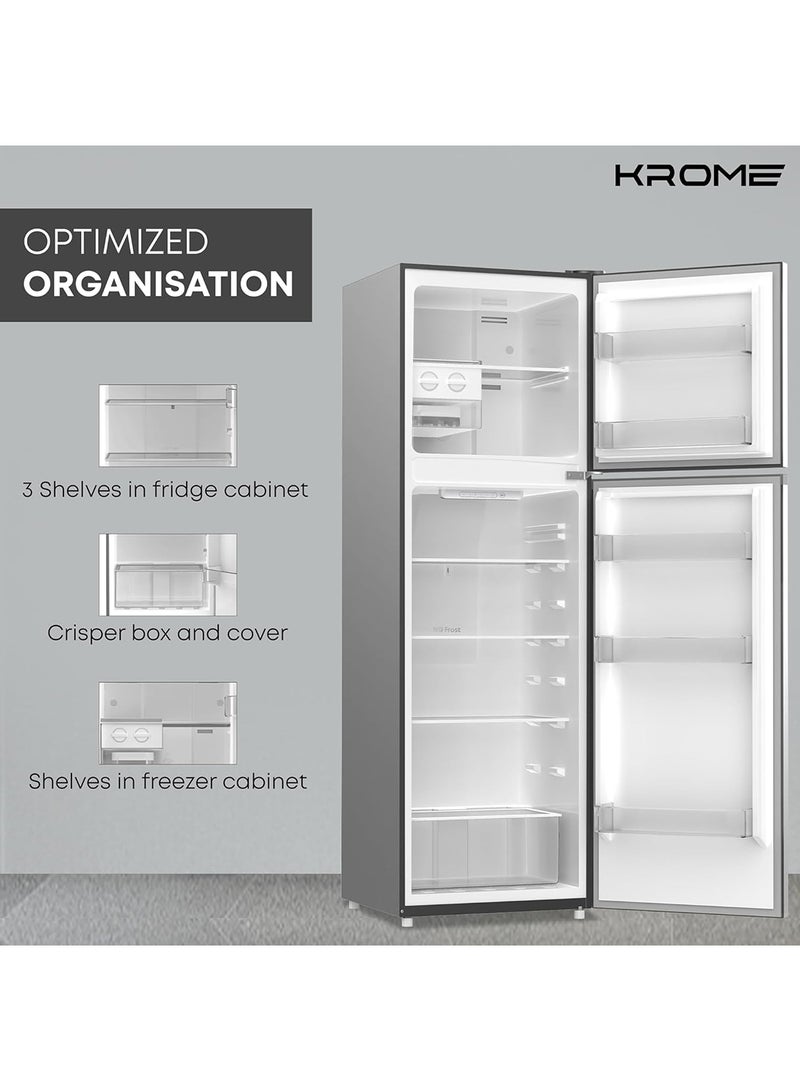 كروم 330L Gross,Double Door Top Mounted Refrigerator with Multi Air Flow System,No-Frost Cooling with Electronic Touch Temperature Control,Door Alarm,10 Year Compressor Warranty KR-RFF 330SM Silver  - Image 5