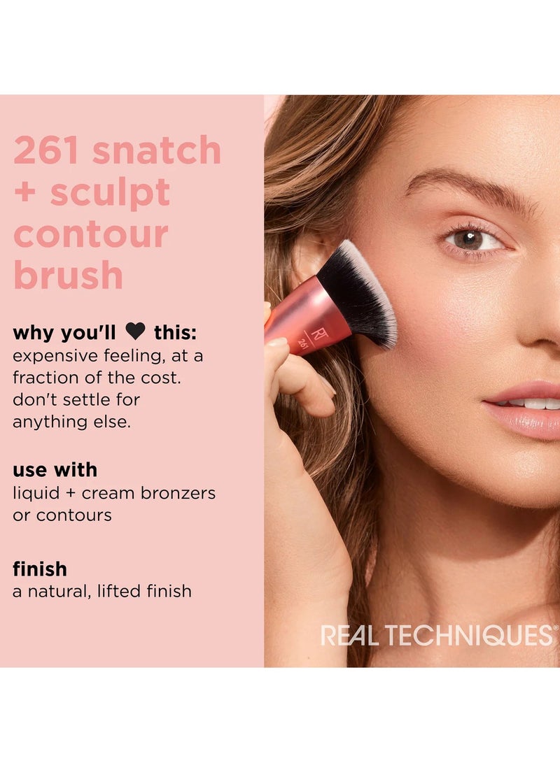 REAL TECHNIQUES - Snatch + Sculpt Contour Makeup Brush Pink - Image 1