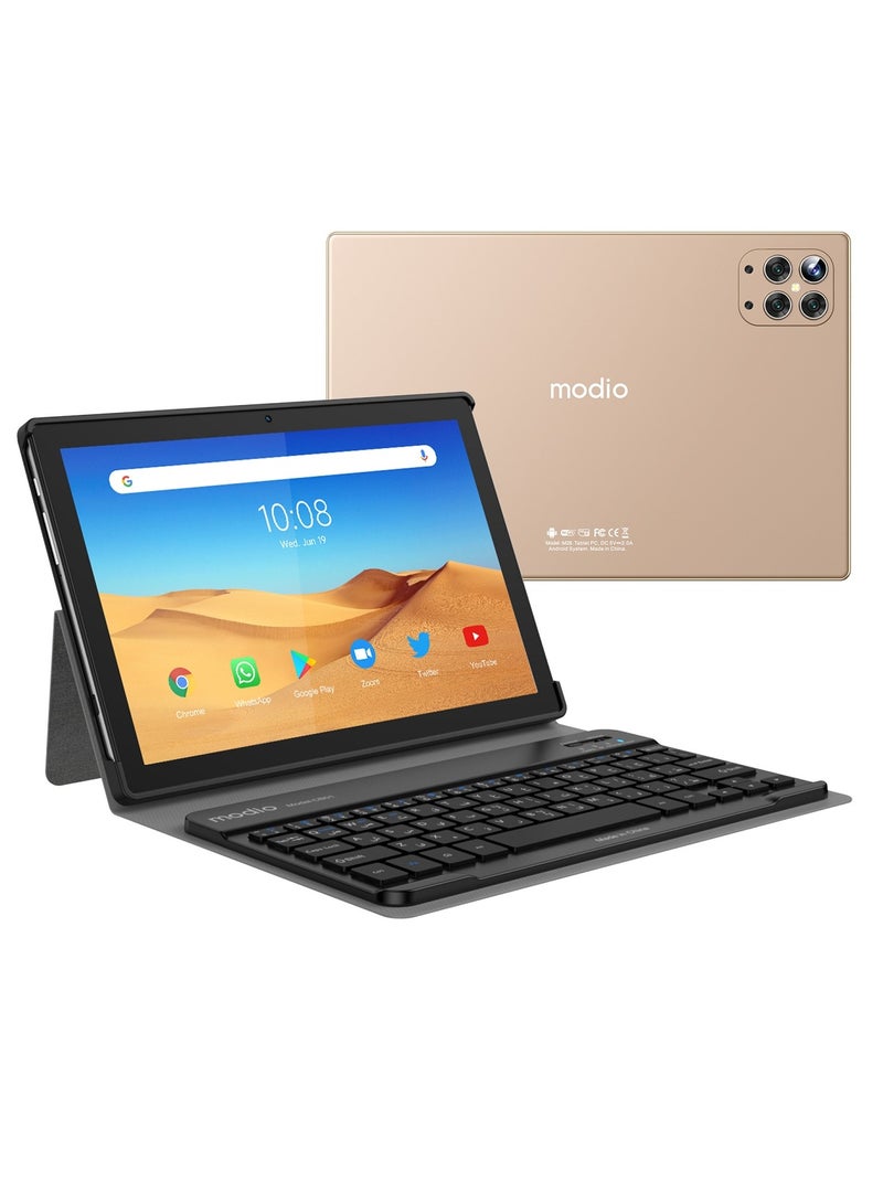 modio M28 Smart Android Kids Tablet 10.1-Inch Dual SIM Gold 12GB RAM 512GB 5G - International Version With Zoom & Tik Tok Supported And Bluetooth Keyboard - Image 1