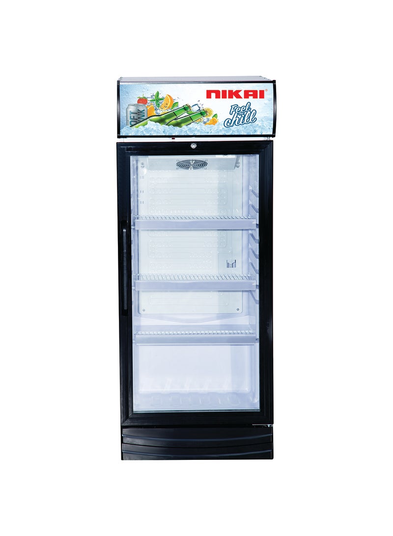 نيكاي 200L Single Door Chiller Fridge Commercial | No Frost Chiller | Digital Display | Auto Defrost | Adjustable Shelves | Castor Wheels | Tempered Glass) 200 L 300 W NSF200DHP Black 