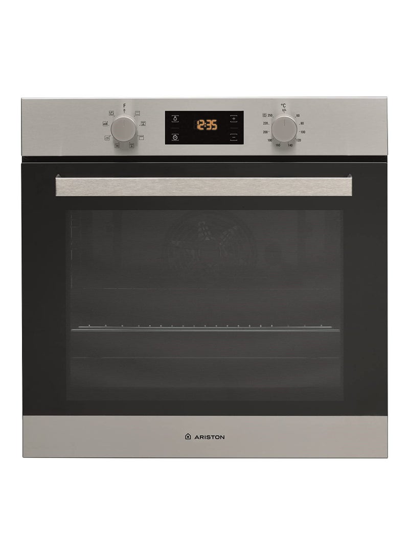 Ariston - Built In 60cm Electric Oven, Electronic Controls With 7 Segment Display, Functions Includes Baking Grilling Broiling Defrosting & Toasting, Turbo Grill, Integrated Cleaning System FA3540HIXA Grey - Image 1