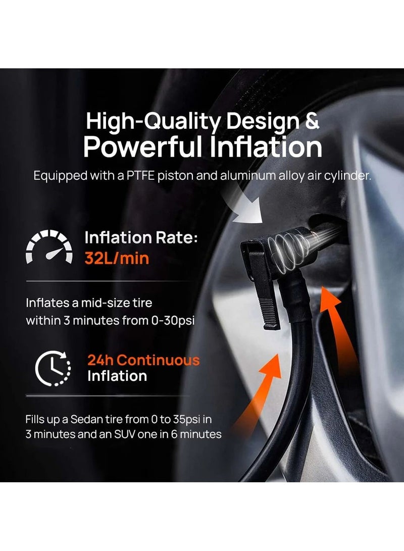 70mai - Air Compressor Tire Inflator TP01- Heavy Duty Super Fast Tyre Inflation, Comes in Metal Box with Multiple Attachments-Black - Image 1