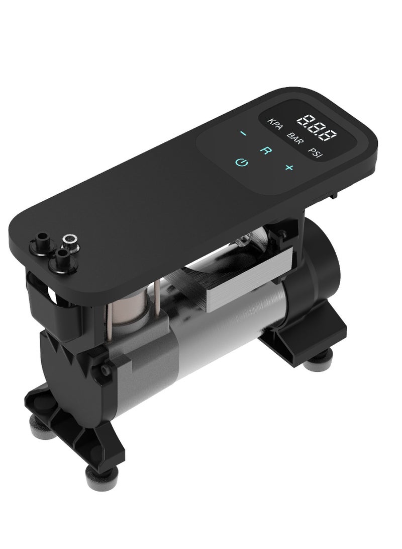 70 ماي ضاغط هواء لتضخيم الإطارات TP01 - ثقيل الوزن وسريع جداً في تضخيم الإطارات، يأتي في صندوق معدني مع ملحقات متعددة - أسود - Image 2