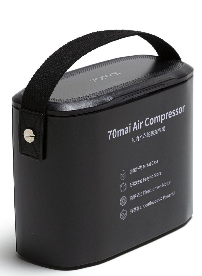 70 ماي ضاغط هواء لتضخيم الإطارات TP01 - ثقيل الوزن وسريع جداً في تضخيم الإطارات، يأتي في صندوق معدني مع ملحقات متعددة - أسود - Image 4