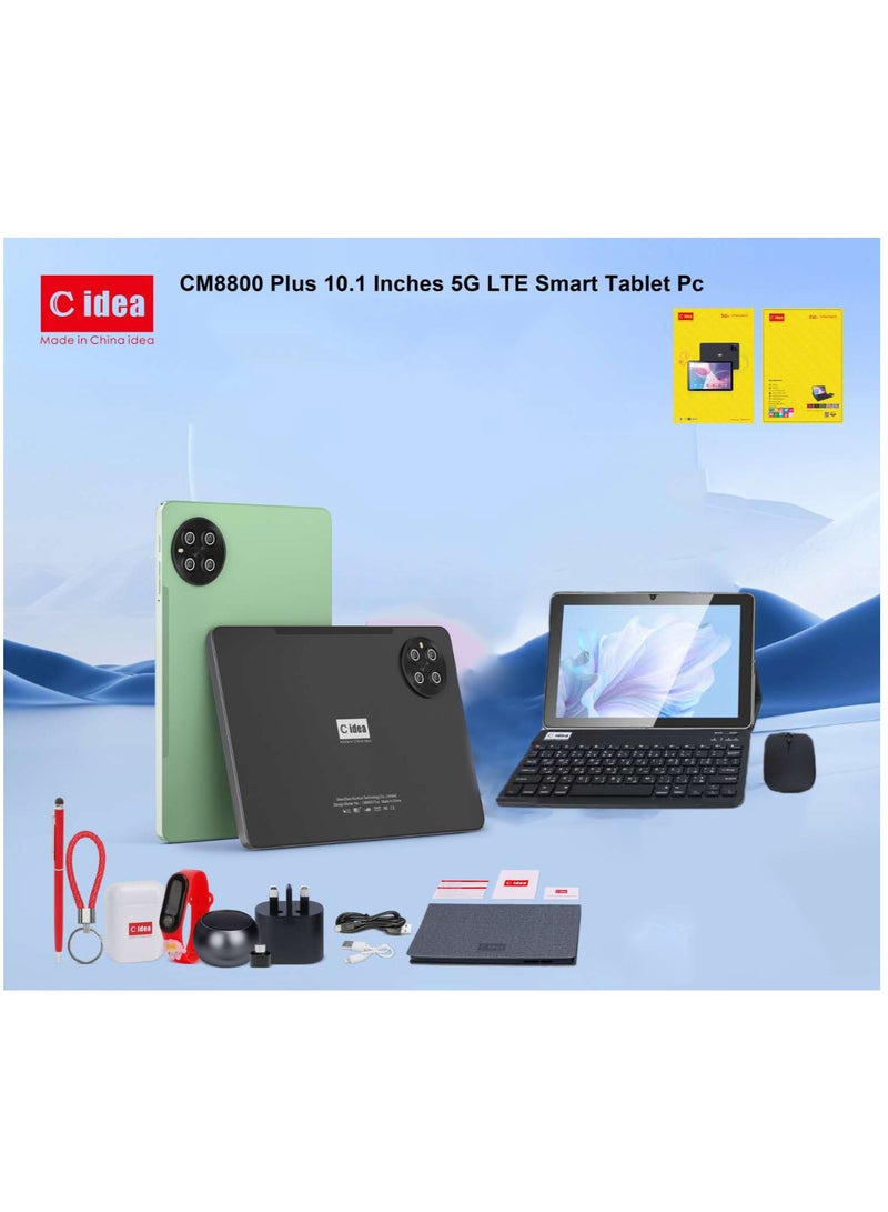 C idea - 10.1-inch Android 13.0 Smart Tablet PC with Wireless Bluetooth Mouse and Keyboard 800x1280 IPS Display 5G 8GB 512GB Dual SIM WiFi GPS Bluetooth Kids Tab Black - Image 1