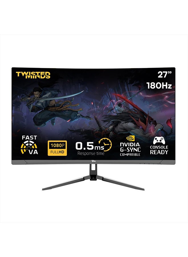 تويستيد مايندز - شاشة الألعاب المنحنية TM32CFHD180VA من سلسلة Eclipse بحجم 31.5 بوصة دقة 1920x1080 بكسل (FHD) لوحة VA بمعدل تحديث 165/180 هرتز زمن استجابة 1 مللي ثانية (MPRT) تحتوي على منفذ HDMI 2.1 مع سماعات مدمجة شاشة قيمنق - Image 1
