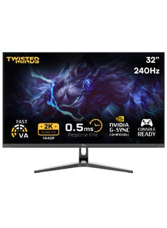 TWISTED MINDS 32 inch Supreme Series, (2560 x 1440p) FHD VA, 240Hz Refresh Rate, 0.5ms Response Time, HDR, 2.1 HDMI, Console Ready, G-sync Compatable TM32QHD240VA Black  - Image 1